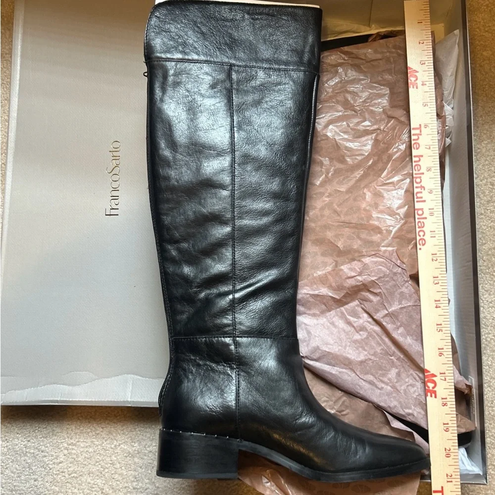 NEW IN BOX Franco Sarto Daya Tall Black Leather Boots SZ 8 1/2 - Picture 11 of 15